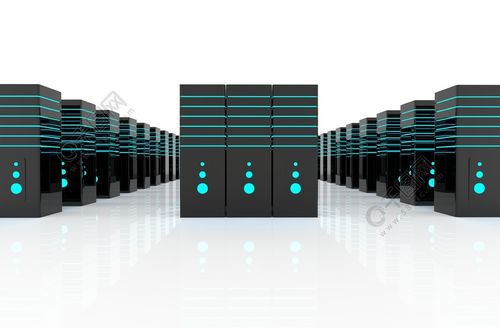 计算机网络服务器机房3d渲染代表互联网和托管公司和数据中心的概念